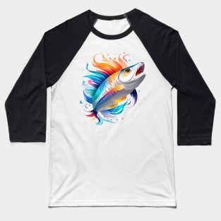 Crazy Fish In Watercolor Style - Ai Art Baseball T-Shirt